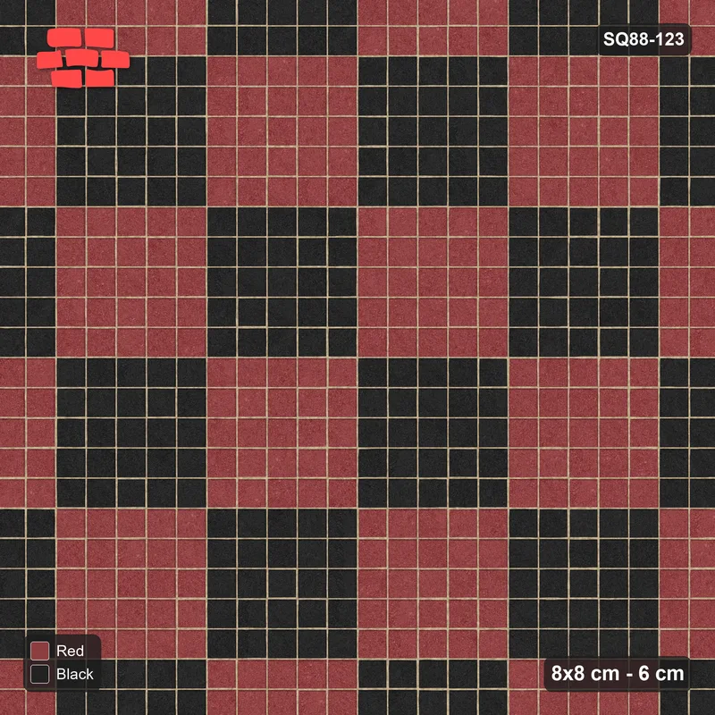 Interlock (Pasco) 8x8 cm · SQ88-123 · Stack Bond Checkerboard 5-Cobble Squares in Kerb Frame · Top view Interlock (Pasco) 8x8 cm · SQ88-123 · Stack Bond Checkerboard 5-Cobble Squares in Kerb Frame · Top view