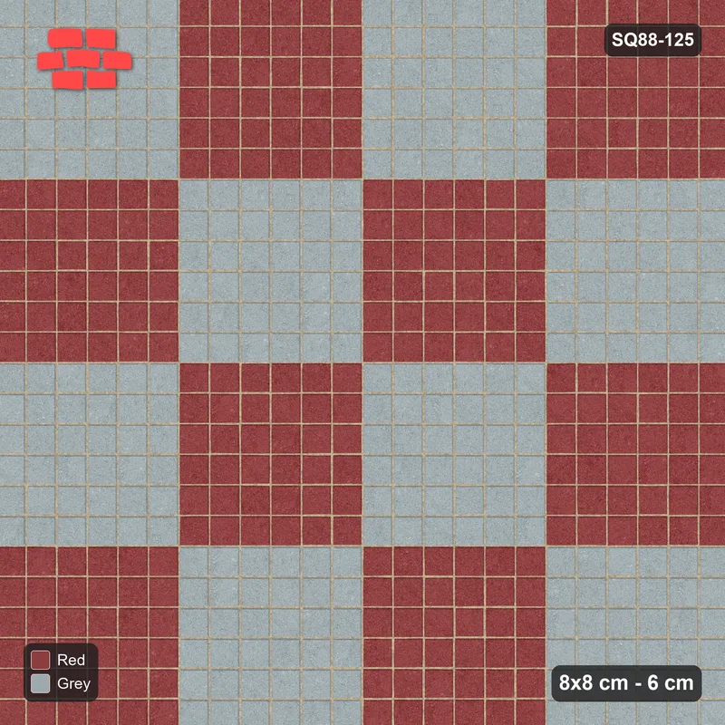 Interlock (Pasco) 8x8 cm · SQ88-125 · Stack Bond Checkerboard 6-Cobble Squares · Top view Interlock (Pasco) 8x8 cm · SQ88-125 · Stack Bond Checkerboard 6-Cobble Squares · Top view