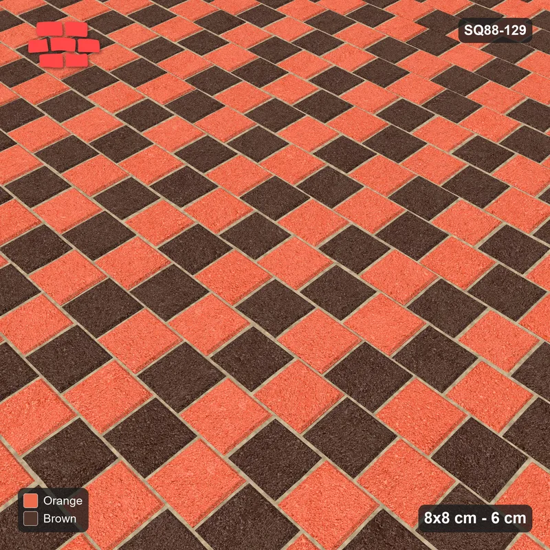 Interlock (Pasco) 8x8 cm · SQ88-129 · Running Bond Two-Tone Diagonal Steps 1-Cobble · Side view Interlock (Pasco) 8x8 cm · SQ88-129 · Running Bond Two-Tone Diagonal Steps 1-Cobble · Side view