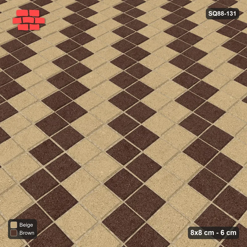Interlock (Pasco) 8x8 cm · SQ88-131 · Stack Bond Two-Tone Diagonal Steps 2-Cobble · Side view Interlock (Pasco) 8x8 cm · SQ88-131 · Stack Bond Two-Tone Diagonal Steps 2-Cobble · Side view