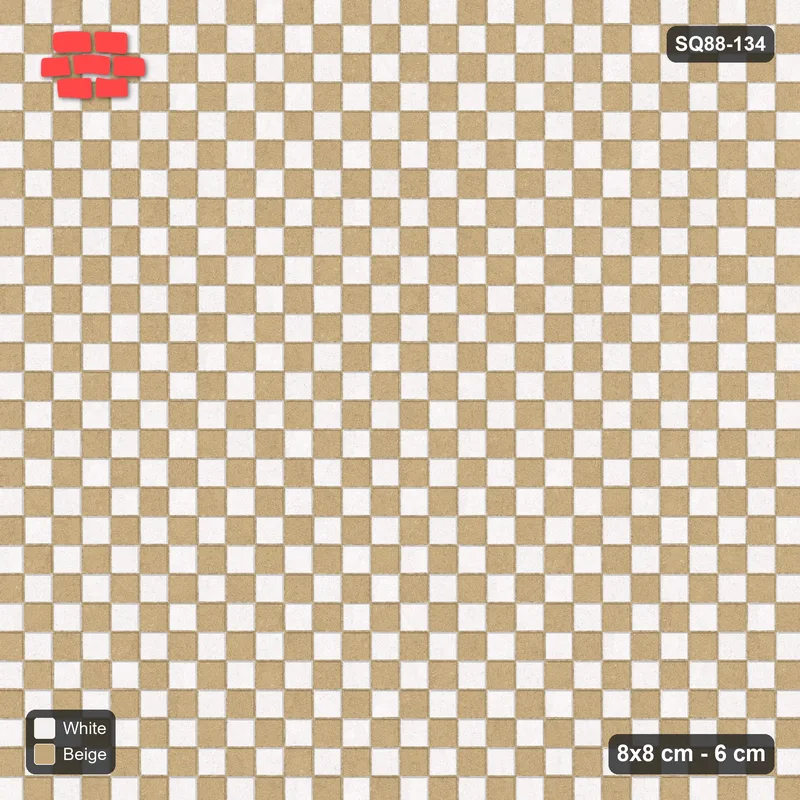 Interlock (Pasco) 8x8 cm · SQ88-134 · Stack Bond Tricolour Cobble Weave · Top view Interlock (Pasco) 8x8 cm · SQ88-134 · Stack Bond Tricolour Cobble Weave · Top view