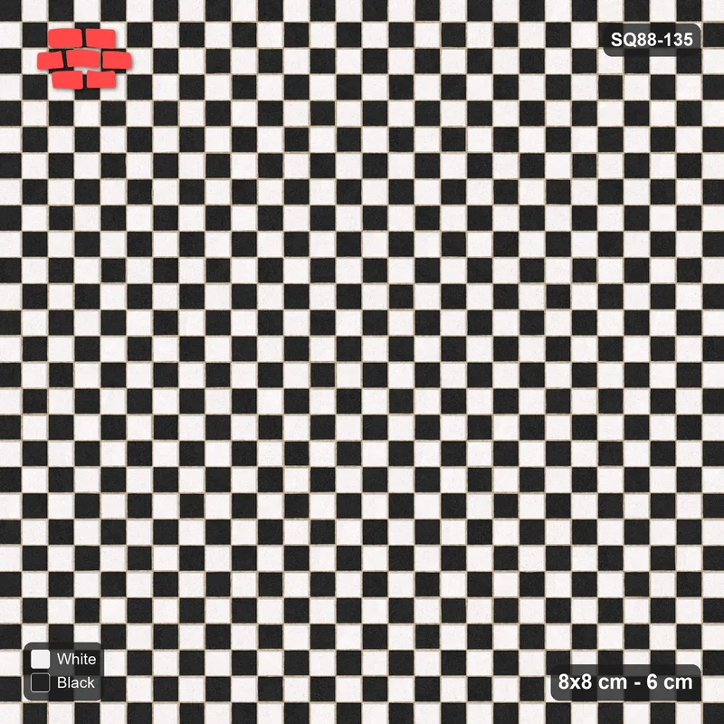 Interlock (Pasco) 8x8 cm · SQ88-135 · Stack Bond Tricolour Cobble Weave in Kerb Frame · Top view Interlock (Pasco) 8x8 cm · SQ88-135 · Stack Bond Tricolour Cobble Weave in Kerb Frame · Top view
