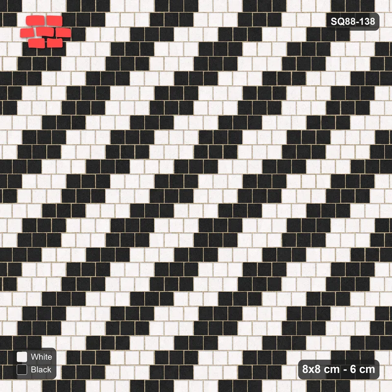 Interlock (Pasco) 8x8 cm · SQ88-138 · Third-Offset Running Bond Two-Tone Diagonal Steps 3-Cobble in Kerb Frame · Top view Interlock (Pasco) 8x8 cm · SQ88-138 · Third-Offset Running Bond Two-Tone Diagonal Steps 3-Cobble in Kerb Frame · Top view
