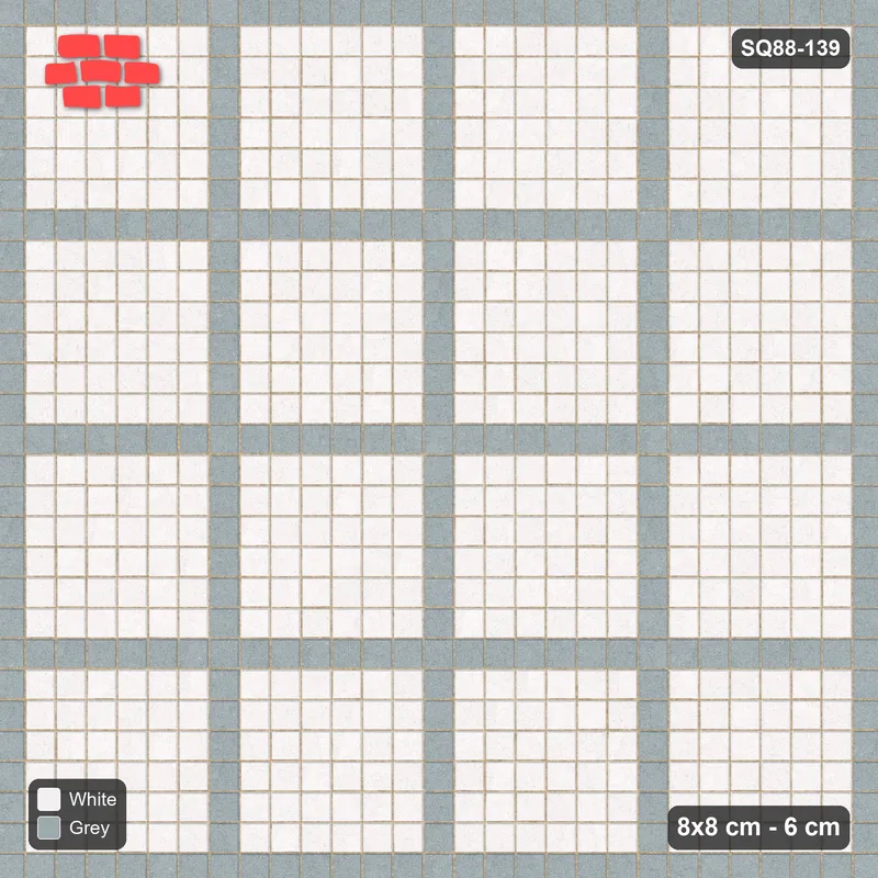 Interlock (Pasco) 8x8 cm · SQ88-139 · Stack Bond Grid Lines Every 7 Cobbles · Top view Interlock (Pasco) 8x8 cm · SQ88-139 · Stack Bond Grid Lines Every 7 Cobbles · Top view
