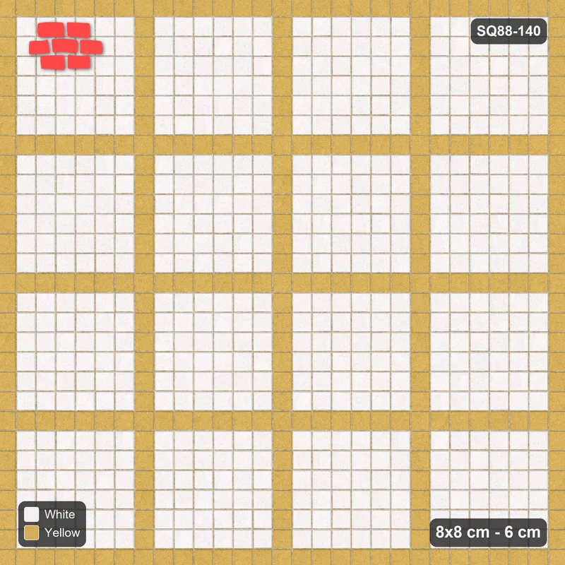 Interlock (Pasco) 8x8 cm · SQ88-140 · Stack Bond Grid Lines Every 7 Cobbles in Kerb Frame · Top view Interlock (Pasco) 8x8 cm · SQ88-140 · Stack Bond Grid Lines Every 7 Cobbles in Kerb Frame · Top view