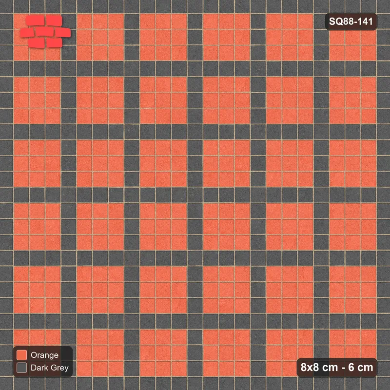Interlock (Pasco) 8x8 cm · SQ88-141 · Stack Bond Grid Lines Every 4 Cobbles · Top view Interlock (Pasco) 8x8 cm · SQ88-141 · Stack Bond Grid Lines Every 4 Cobbles · Top view