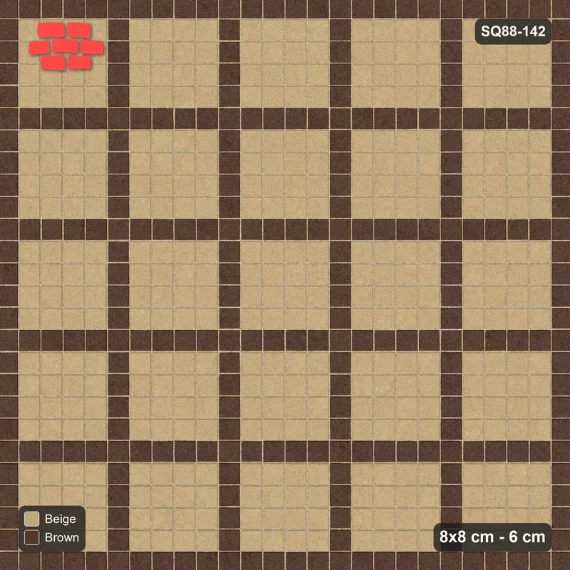 Interlock (Pasco) 8x8 cm · SQ88-142 · Stack Bond Grid Lines Every 5 Cobbles · Top view Interlock (Pasco) 8x8 cm · SQ88-142 · Stack Bond Grid Lines Every 5 Cobbles · Top view
