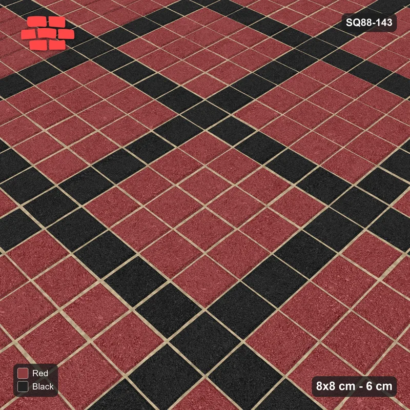 Interlock (Pasco) 8x8 cm · SQ88-143 · Stack Bond Grid Lines Every 5 Cobbles in Kerb Frame · Side view Interlock (Pasco) 8x8 cm · SQ88-143 · Stack Bond Grid Lines Every 5 Cobbles in Kerb Frame · Side view
