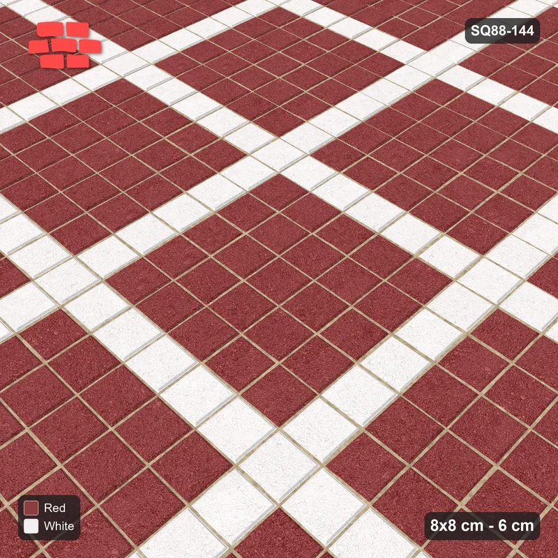 Interlock (Pasco) 8x8 cm · SQ88-144 · Stack Bond Grid Lines Every 6 Cobbles · Side view Interlock (Pasco) 8x8 cm · SQ88-144 · Stack Bond Grid Lines Every 6 Cobbles · Side view