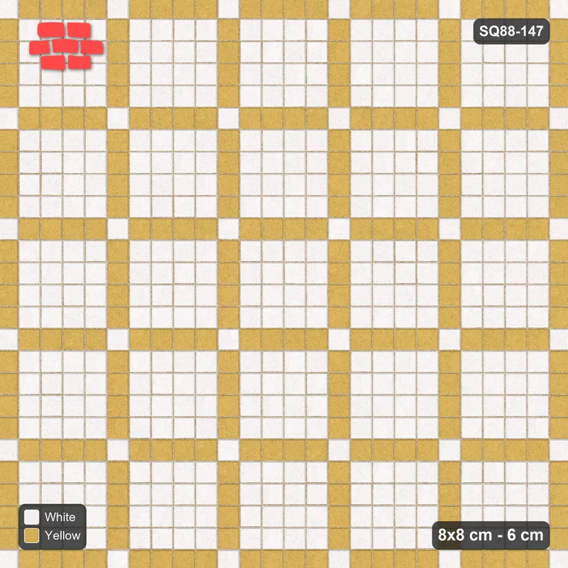 Interlock (Pasco) 8x8 cm · SQ88-147 · Stack Bond Grid Lines Every 5 Cobbles with Accent Dots · Top view Interlock (Pasco) 8x8 cm · SQ88-147 · Stack Bond Grid Lines Every 5 Cobbles with Accent Dots · Top view