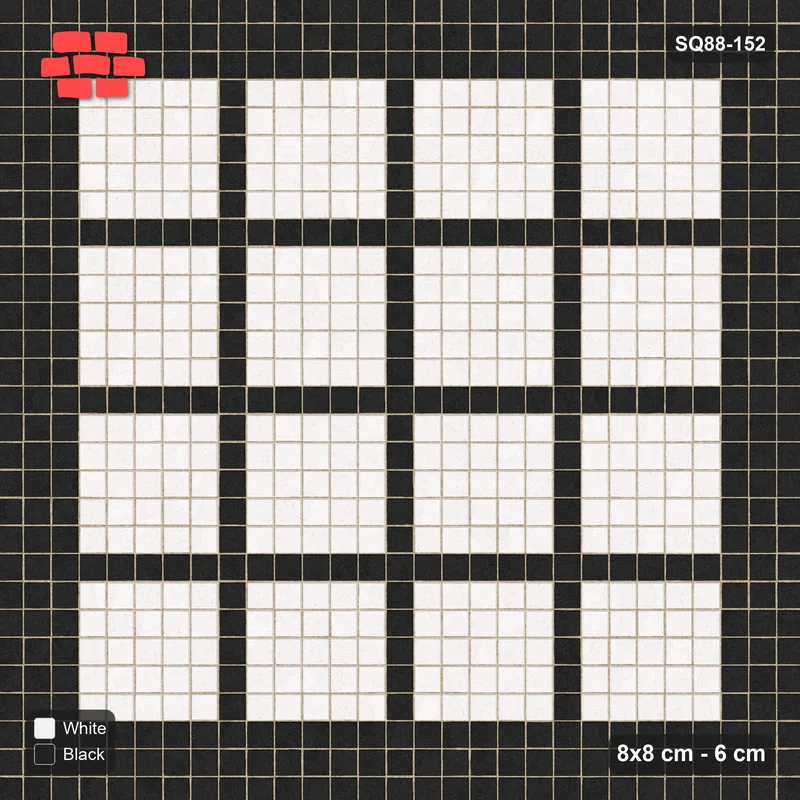 Interlock (Pasco) 8x8 cm · SQ88-152 · Stack Bond Grid Lines Every 6 Cobbles in Double Cobble Border · Top view Interlock (Pasco) 8x8 cm · SQ88-152 · Stack Bond Grid Lines Every 6 Cobbles in Double Cobble Border · Top view