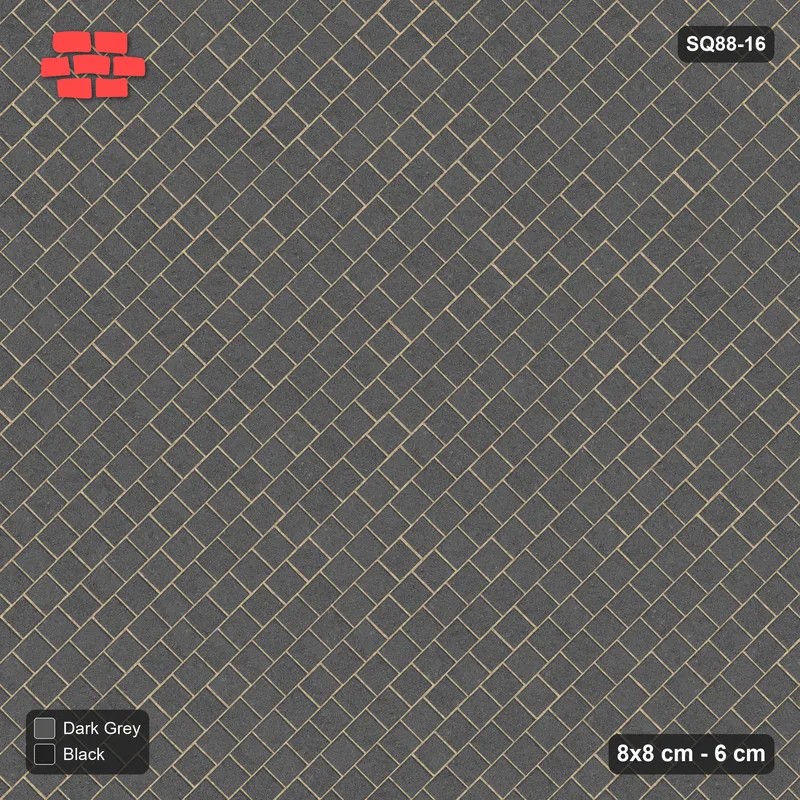Interlock (Pasco) 8x8 cm · SQ88-16 · Diagonal Running Bond in Kerb Frame · Top view Interlock (Pasco) 8x8 cm · SQ88-16 · Diagonal Running Bond in Kerb Frame · Top view