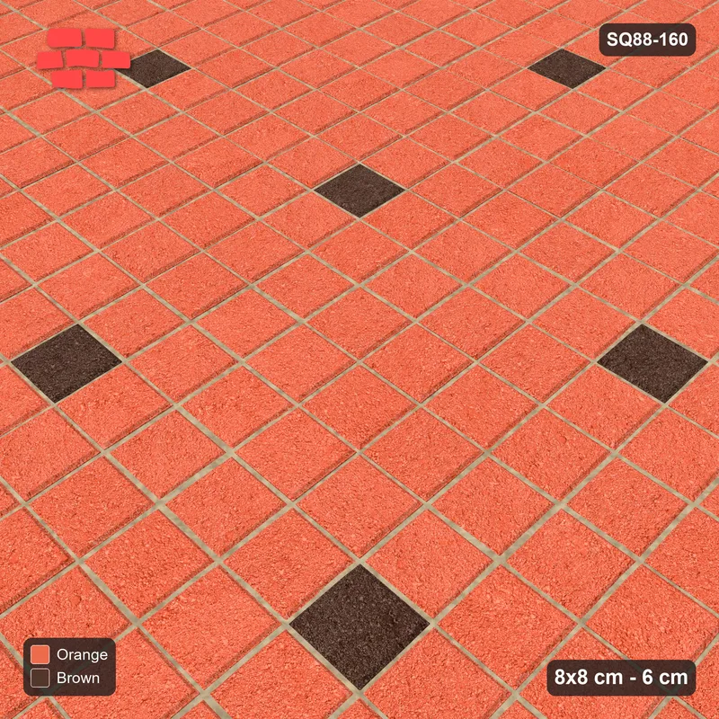 Interlock (Pasco) 8x8 cm · SQ88-160 · Stack Bond Spot Accents Every 5 Cobbles in Kerb Frame · Side view Interlock (Pasco) 8x8 cm · SQ88-160 · Stack Bond Spot Accents Every 5 Cobbles in Kerb Frame · Side view