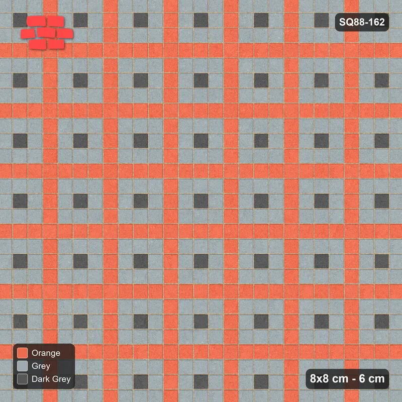 Interlock (Pasco) 8x8 cm · SQ88-162 · Stack Bond Nested Square Cells 3x3 · Top view Interlock (Pasco) 8x8 cm · SQ88-162 · Stack Bond Nested Square Cells 3x3 · Top view