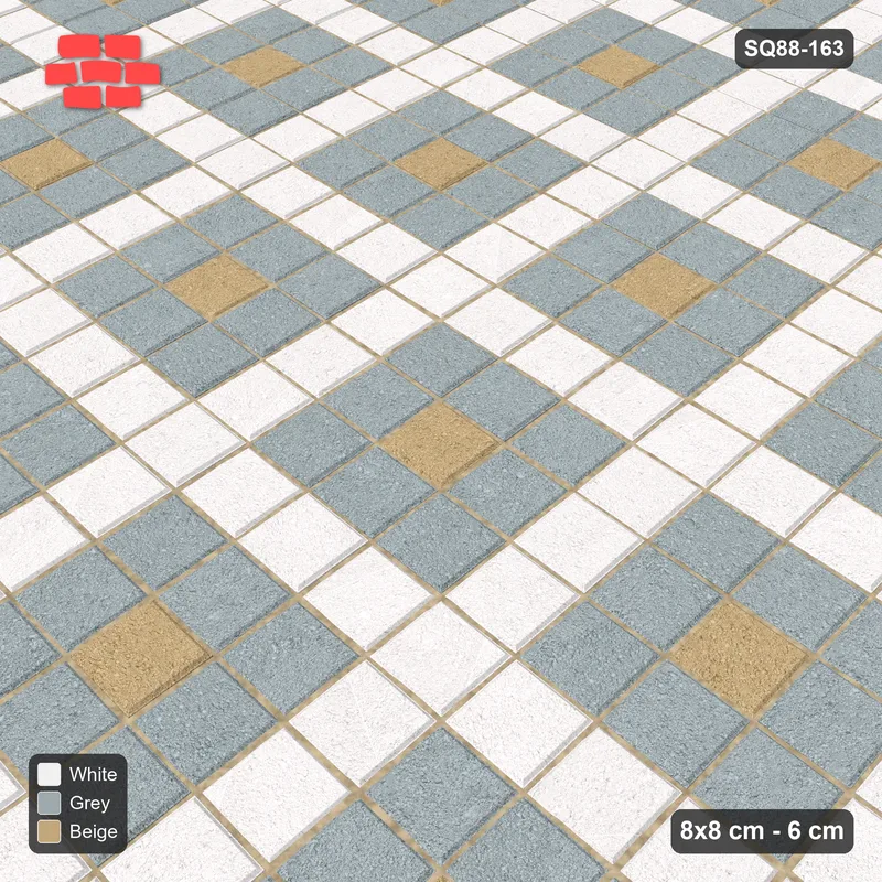 Interlock (Pasco) 8x8 cm · SQ88-163 · Stack Bond Nested Square Cells 3x3 in Kerb Frame · Side view Interlock (Pasco) 8x8 cm · SQ88-163 · Stack Bond Nested Square Cells 3x3 in Kerb Frame · Side view