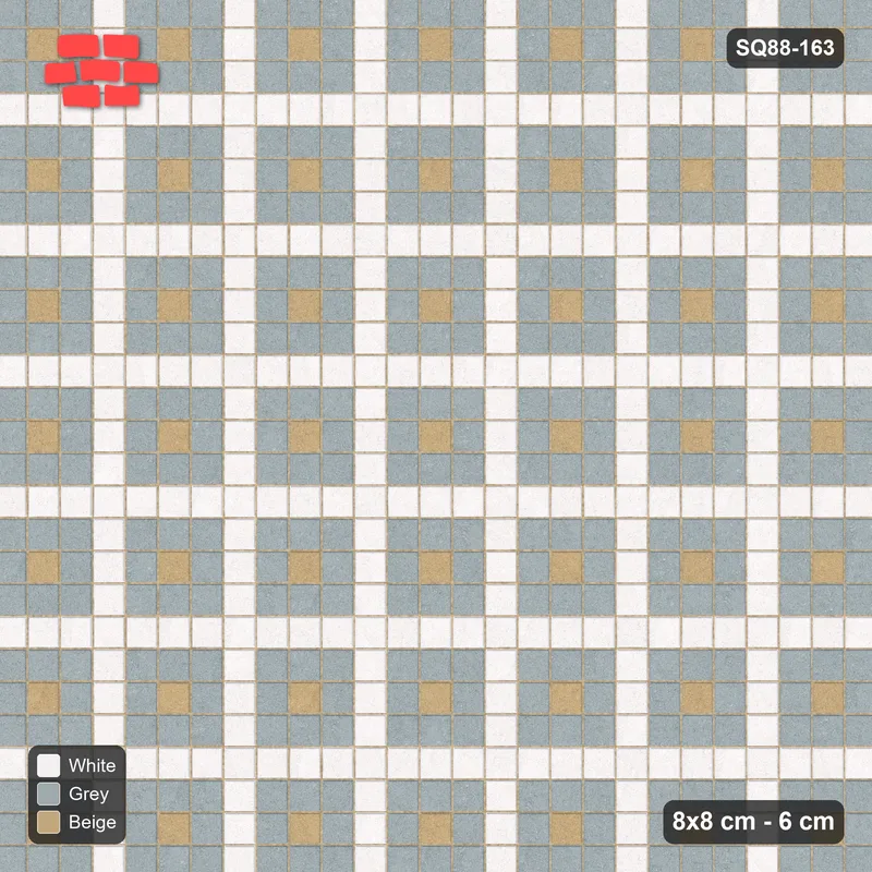 Interlock (Pasco) 8x8 cm · SQ88-163 · Stack Bond Nested Square Cells 3x3 in Kerb Frame · Top view Interlock (Pasco) 8x8 cm · SQ88-163 · Stack Bond Nested Square Cells 3x3 in Kerb Frame · Top view