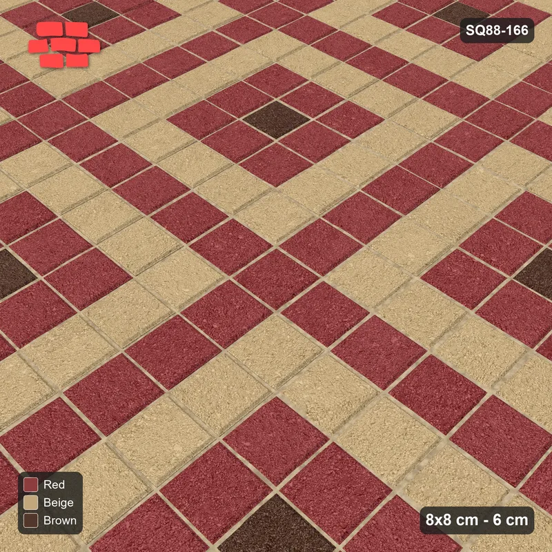 Interlock (Pasco) 8x8 cm · SQ88-166 · Stack Bond Nested Square Cells 5x5 in Kerb Frame · Side view Interlock (Pasco) 8x8 cm · SQ88-166 · Stack Bond Nested Square Cells 5x5 in Kerb Frame · Side view