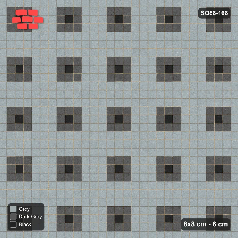 Interlock (Pasco) 8x8 cm · SQ88-168 · Stack Bond Nested Square Cells 5x5 · Top view Interlock (Pasco) 8x8 cm · SQ88-168 · Stack Bond Nested Square Cells 5x5 · Top view