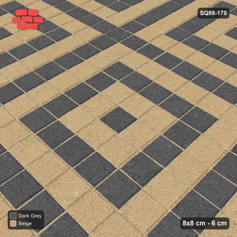 Interlock (Pasco) 8x8 cm · SQ88-170 · Stack Bond Nested Square Cells 7x7 · Side view Interlock (Pasco) 8x8 cm · SQ88-170 · Stack Bond Nested Square Cells 7x7 · Side view