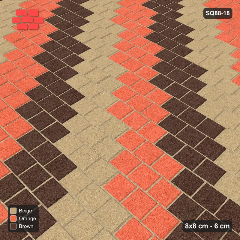 Interlock (Pasco) 8x8 cm · SQ88-18 · Running Bond Diagonal Stripes · Side view Interlock (Pasco) 8x8 cm · SQ88-18 · Running Bond Diagonal Stripes · Side view