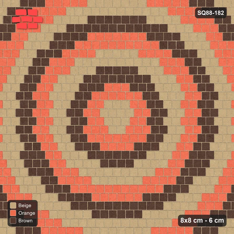 Interlock (Pasco) 8x8 cm · SQ88-182 · Running Bond Concentric Circular Rings 2-Cobble · Top view Interlock (Pasco) 8x8 cm · SQ88-182 · Running Bond Concentric Circular Rings 2-Cobble · Top view