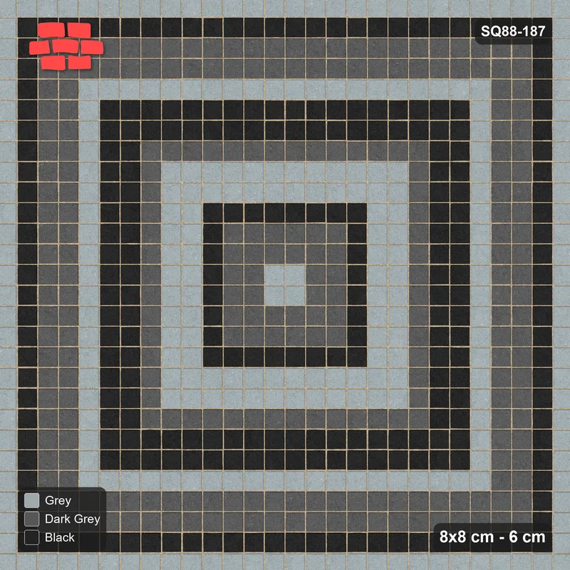 Interlock (Pasco) 8x8 cm · SQ88-187 · Stack Bond Concentric Square Rings 1.5-Cobble · Top view Interlock (Pasco) 8x8 cm · SQ88-187 · Stack Bond Concentric Square Rings 1.5-Cobble · Top view
