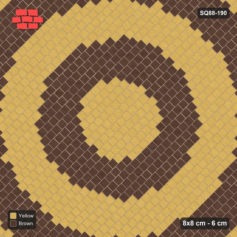 Interlock (Pasco) 8x8 cm · SQ88-190 · Diagonal Running Bond Concentric Circular Rings 5-Cobble · Top view Interlock (Pasco) 8x8 cm · SQ88-190 · Diagonal Running Bond Concentric Circular Rings 5-Cobble · Top view