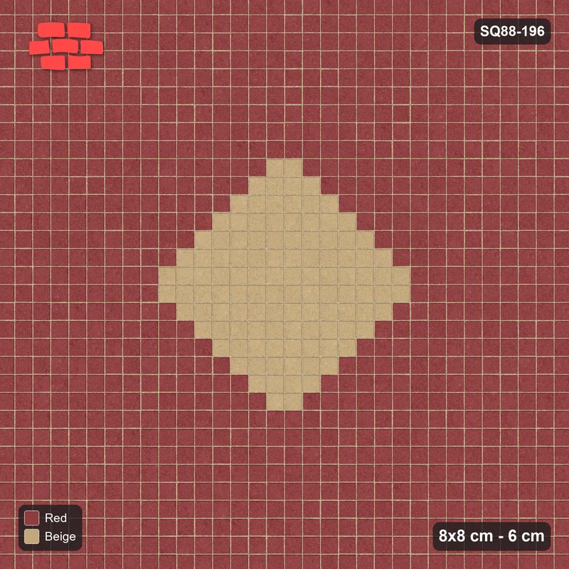 Interlock (Pasco) 8x8 cm · SQ88-196 · Stack Bond Diamond Centre Medallion in Double Cobble Border · Top view Interlock (Pasco) 8x8 cm · SQ88-196 · Stack Bond Diamond Centre Medallion in Double Cobble Border · Top view