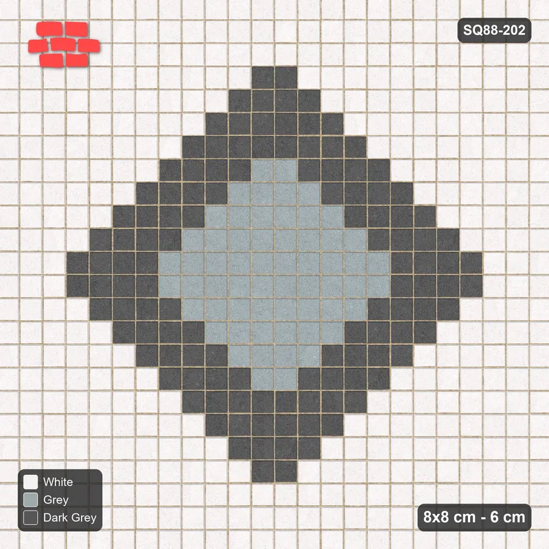 Interlock (Pasco) 8x8 cm · SQ88-202 · Stack Bond Diamond Centre Medallion with Ring · Top view Interlock (Pasco) 8x8 cm · SQ88-202 · Stack Bond Diamond Centre Medallion with Ring · Top view