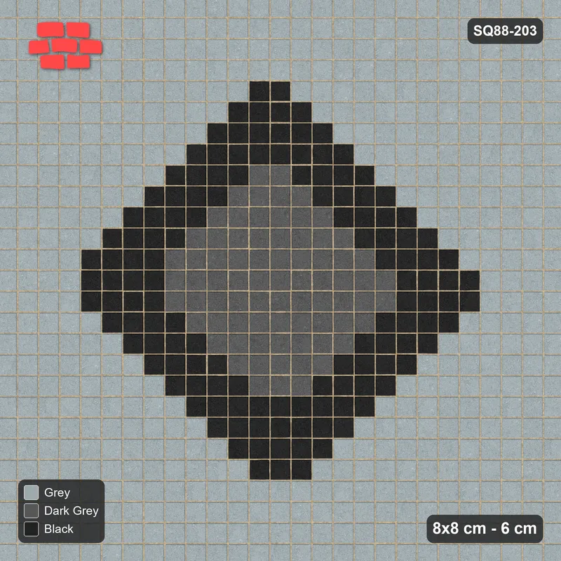Interlock (Pasco) 8x8 cm · SQ88-203 · Stack Bond Diamond Centre Medallion with Ring in Kerb Frame · Top view Interlock (Pasco) 8x8 cm · SQ88-203 · Stack Bond Diamond Centre Medallion with Ring in Kerb Frame · Top view