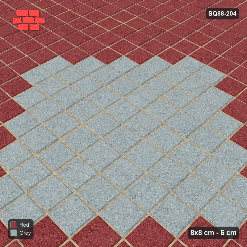 Interlock (Pasco) 8x8 cm · SQ88-204 · Stack Bond Diamond Centre Medallion with Ring in Single Cobble Border · Side view Interlock (Pasco) 8x8 cm · SQ88-204 · Stack Bond Diamond Centre Medallion with Ring in Single Cobble Border · Side view