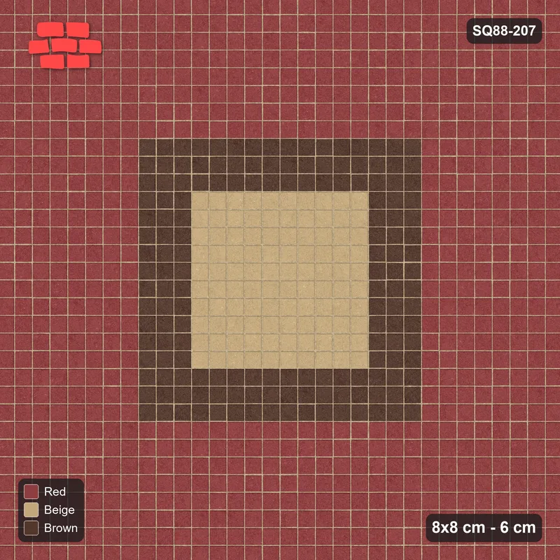 Interlock (Pasco) 8x8 cm · SQ88-207 · Stack Bond Square Centre Medallion with Ring in Double Cobble Border · Top view Interlock (Pasco) 8x8 cm · SQ88-207 · Stack Bond Square Centre Medallion with Ring in Double Cobble Border · Top view