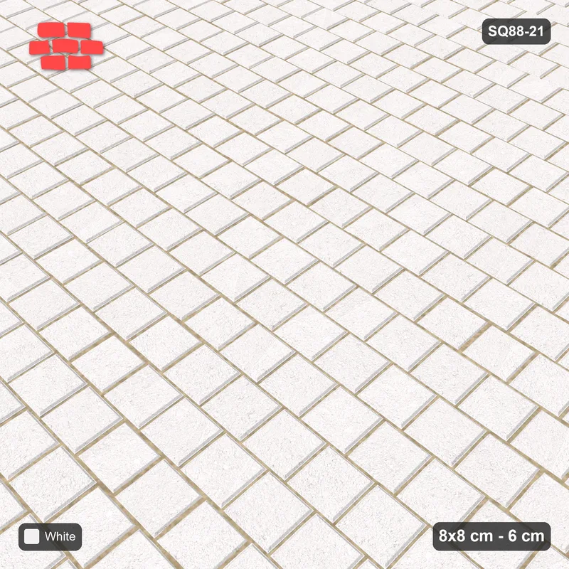 Interlock (Pasco) 8x8 cm · SQ88-21 · Running Bond Third Offset · Side view Interlock (Pasco) 8x8 cm · SQ88-21 · Running Bond Third Offset · Side view
