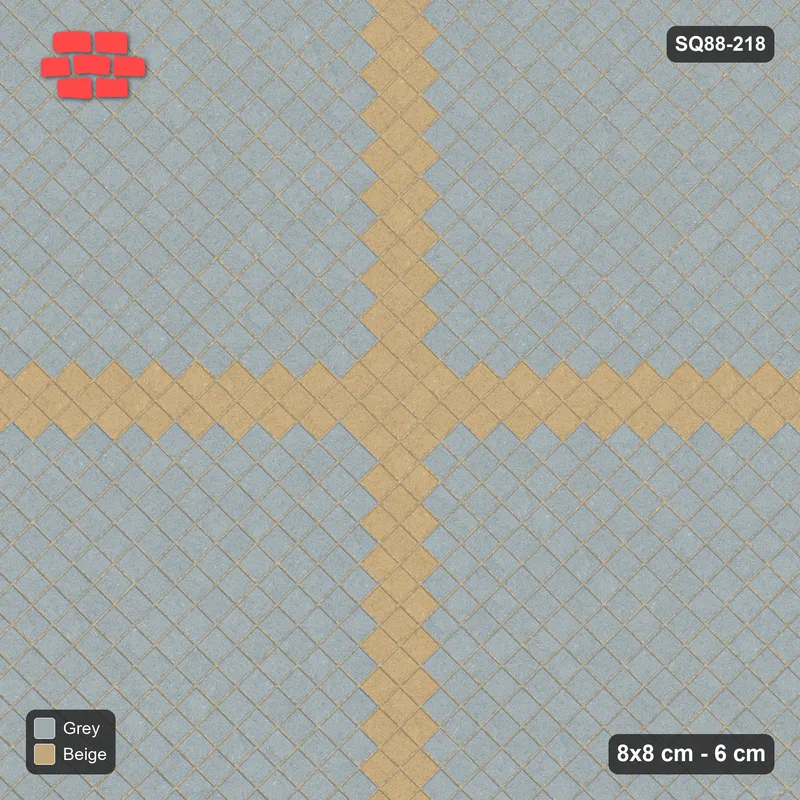 Interlock (Pasco) 8x8 cm · SQ88-218 · Diagonal Stack Bond Saltire (X) Bands · Top view Interlock (Pasco) 8x8 cm · SQ88-218 · Diagonal Stack Bond Saltire (X) Bands · Top view