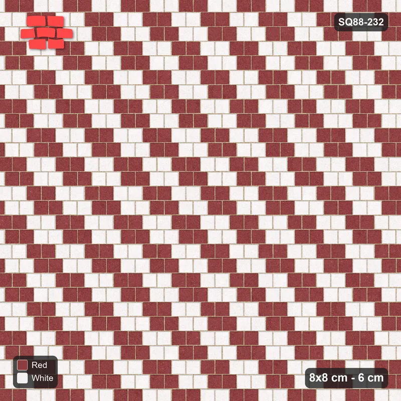 Interlock (Pasco) 8x8 cm · SQ88-232 · Running Bond Two-Tone Diagonal Steps 2-Cobble · Top view Interlock (Pasco) 8x8 cm · SQ88-232 · Running Bond Two-Tone Diagonal Steps 2-Cobble · Top view