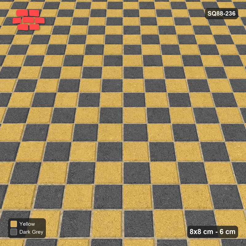 Interlock (Pasco) 8x8 cm · SQ88-236 · Diagonal Stack Bond Two-Tone Diagonal Steps 1-Cobble · Side view Interlock (Pasco) 8x8 cm · SQ88-236 · Diagonal Stack Bond Two-Tone Diagonal Steps 1-Cobble · Side view