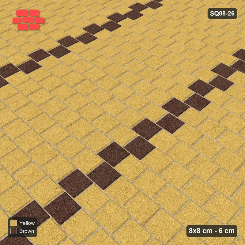 Interlock (Pasco) 8x8 cm · SQ88-26 · Running Bond Vertical Cobble Stripes · Side view Interlock (Pasco) 8x8 cm · SQ88-26 · Running Bond Vertical Cobble Stripes · Side view