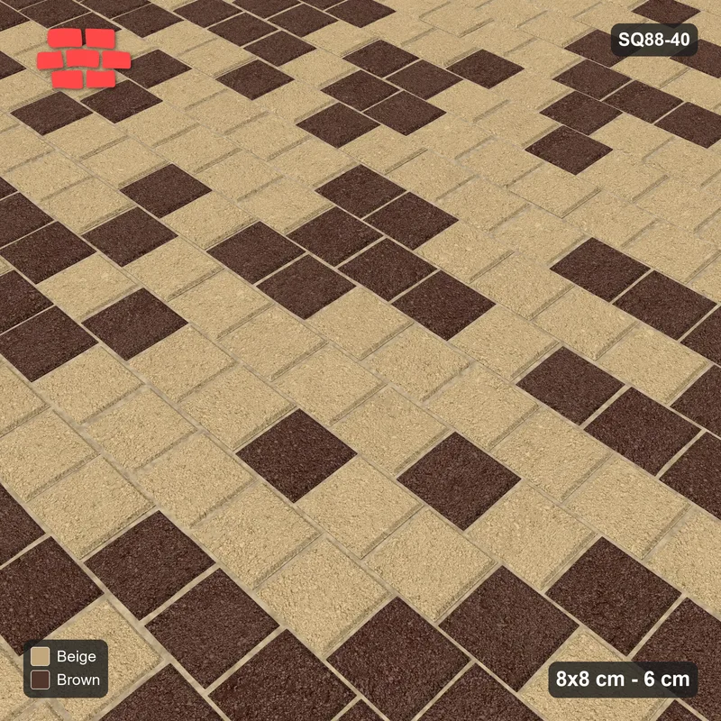 Interlock (Pasco) 8x8 cm · SQ88-40 · Running Bond Sandstone Blend in Kerb Frame · Side view Interlock (Pasco) 8x8 cm · SQ88-40 · Running Bond Sandstone Blend in Kerb Frame · Side view
