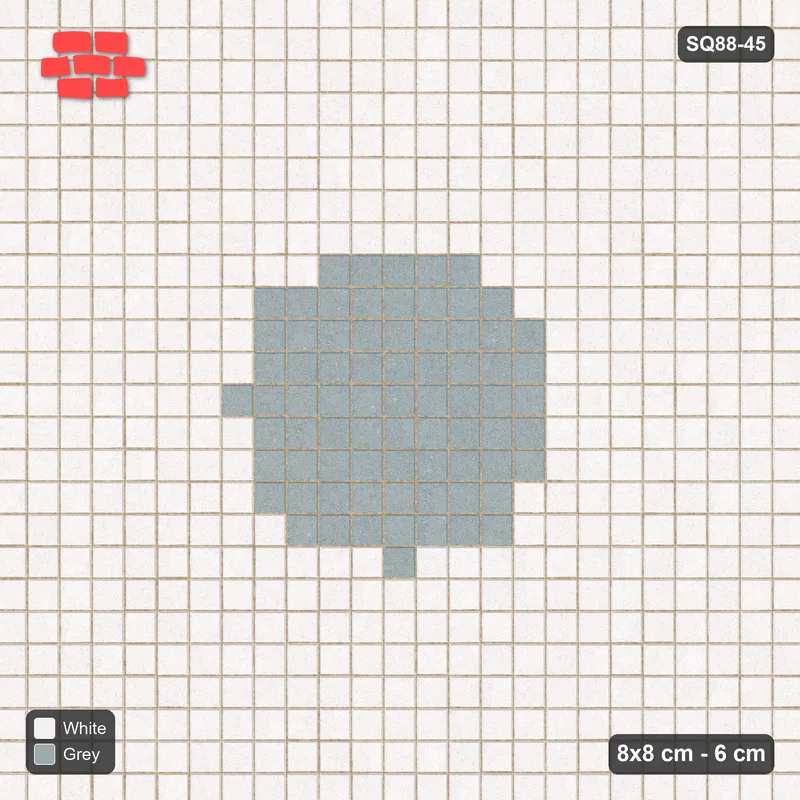Interlock (Pasco) 8x8 cm · SQ88-45 · Stack Bond Round Medallion in Kerb Frame · Top view Interlock (Pasco) 8x8 cm · SQ88-45 · Stack Bond Round Medallion in Kerb Frame · Top view
