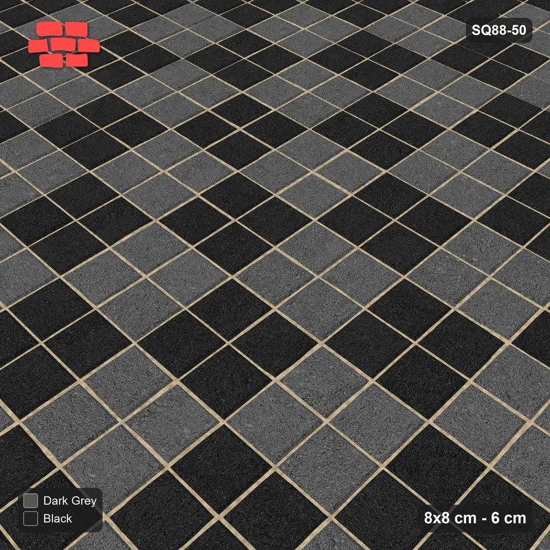 Interlock (Pasco) 8x8 cm · SQ88-50 · Two-Cobble Checker in Cobble Border · Side view Interlock (Pasco) 8x8 cm · SQ88-50 · Two-Cobble Checker in Cobble Border · Side view