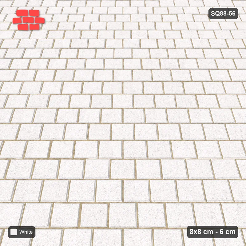 Interlock (Pasco) 8x8 cm · SQ88-56 · Diagonal Running Bond Solid Field · Side view Interlock (Pasco) 8x8 cm · SQ88-56 · Diagonal Running Bond Solid Field · Side view