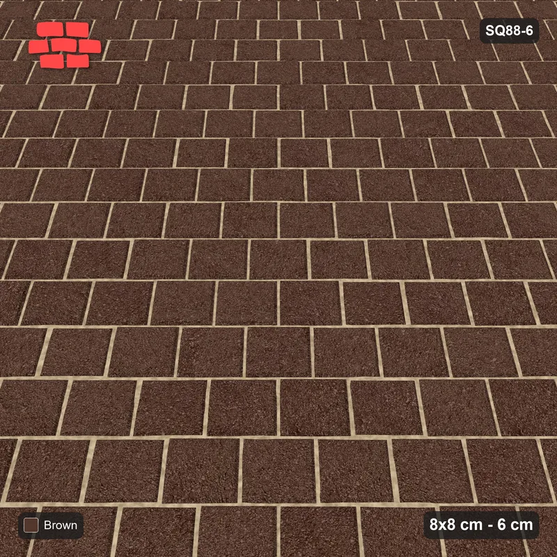 Interlock (Pasco) 8x8 cm · SQ88-6 · Diagonal Running Bond 45 Degrees · Side view Interlock (Pasco) 8x8 cm · SQ88-6 · Diagonal Running Bond 45 Degrees · Side view