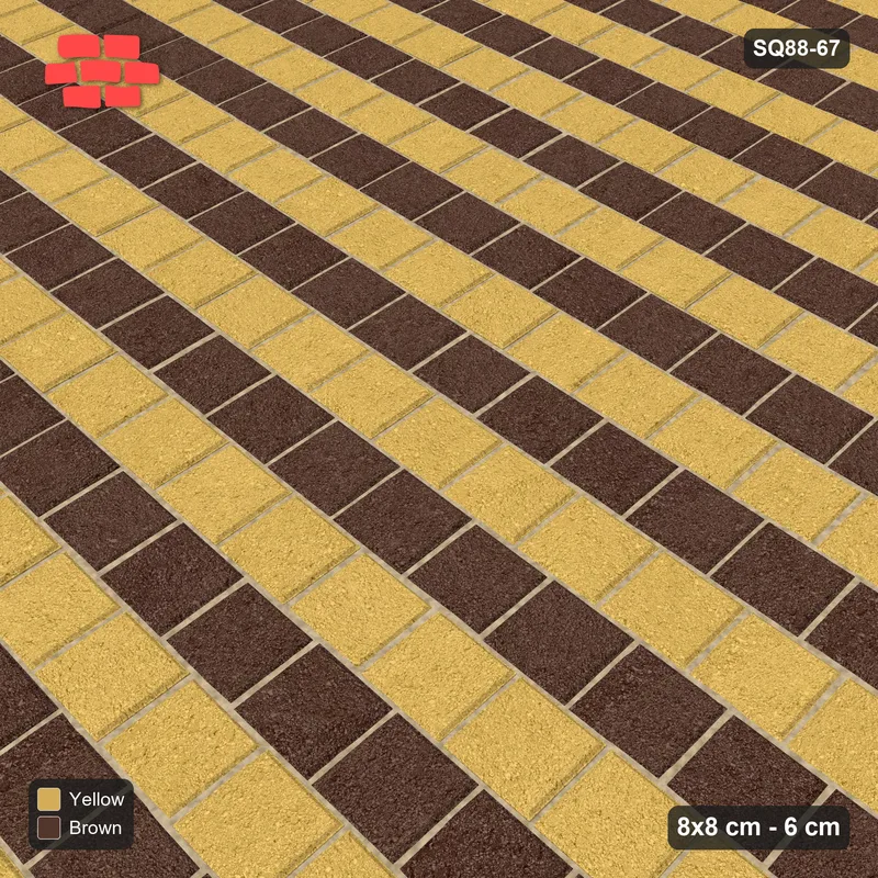 Interlock (Pasco) 8x8 cm · SQ88-67 · Running Bond Alternate Course Stripes · Side view Interlock (Pasco) 8x8 cm · SQ88-67 · Running Bond Alternate Course Stripes · Side view
