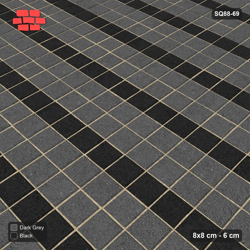 Interlock (Pasco) 8x8 cm · SQ88-69 · Stack Bond Every Third Course Accent · Side view Interlock (Pasco) 8x8 cm · SQ88-69 · Stack Bond Every Third Course Accent · Side view
