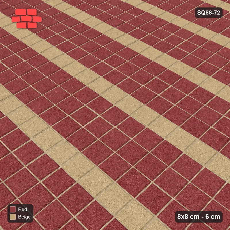 Interlock (Pasco) 8x8 cm · SQ88-72 · Stack Bond Every Fourth Course Accent in Kerb Frame · Side view Interlock (Pasco) 8x8 cm · SQ88-72 · Stack Bond Every Fourth Course Accent in Kerb Frame · Side view