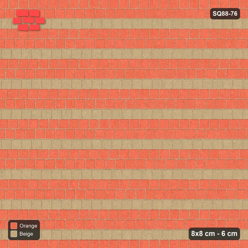 Interlock (Pasco) 8x8 cm · SQ88-76 · Third-Offset Running Bond Three-Tone Course Stripes in Kerb Frame · Top view Interlock (Pasco) 8x8 cm · SQ88-76 · Third-Offset Running Bond Three-Tone Course Stripes in Kerb Frame · Top view