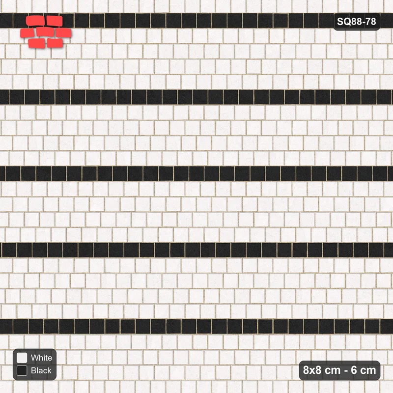 Interlock (Pasco) 8x8 cm · SQ88-78 · Quarter-Offset Running Bond Every Fifth Course Accent · Top view Interlock (Pasco) 8x8 cm · SQ88-78 · Quarter-Offset Running Bond Every Fifth Course Accent · Top view