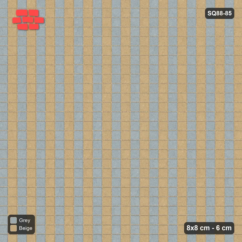 Interlock (Pasco) 8x8 cm · SQ88-85 · Stack Bond Alternate Column Stripes · Top view Interlock (Pasco) 8x8 cm · SQ88-85 · Stack Bond Alternate Column Stripes · Top view