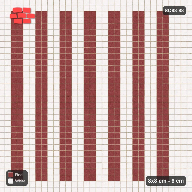 Interlock (Pasco) 8x8 cm · SQ88-88 · Stack Bond Paired Column Stripes in Double Cobble Border · Top view Interlock (Pasco) 8x8 cm · SQ88-88 · Stack Bond Paired Column Stripes in Double Cobble Border · Top view