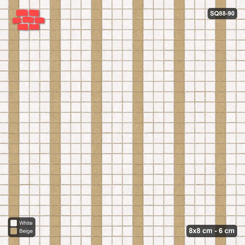 Interlock (Pasco) 8x8 cm · SQ88-90 · Stack Bond Single Accent Columns in Single Cobble Border · Top view Interlock (Pasco) 8x8 cm · SQ88-90 · Stack Bond Single Accent Columns in Single Cobble Border · Top view
